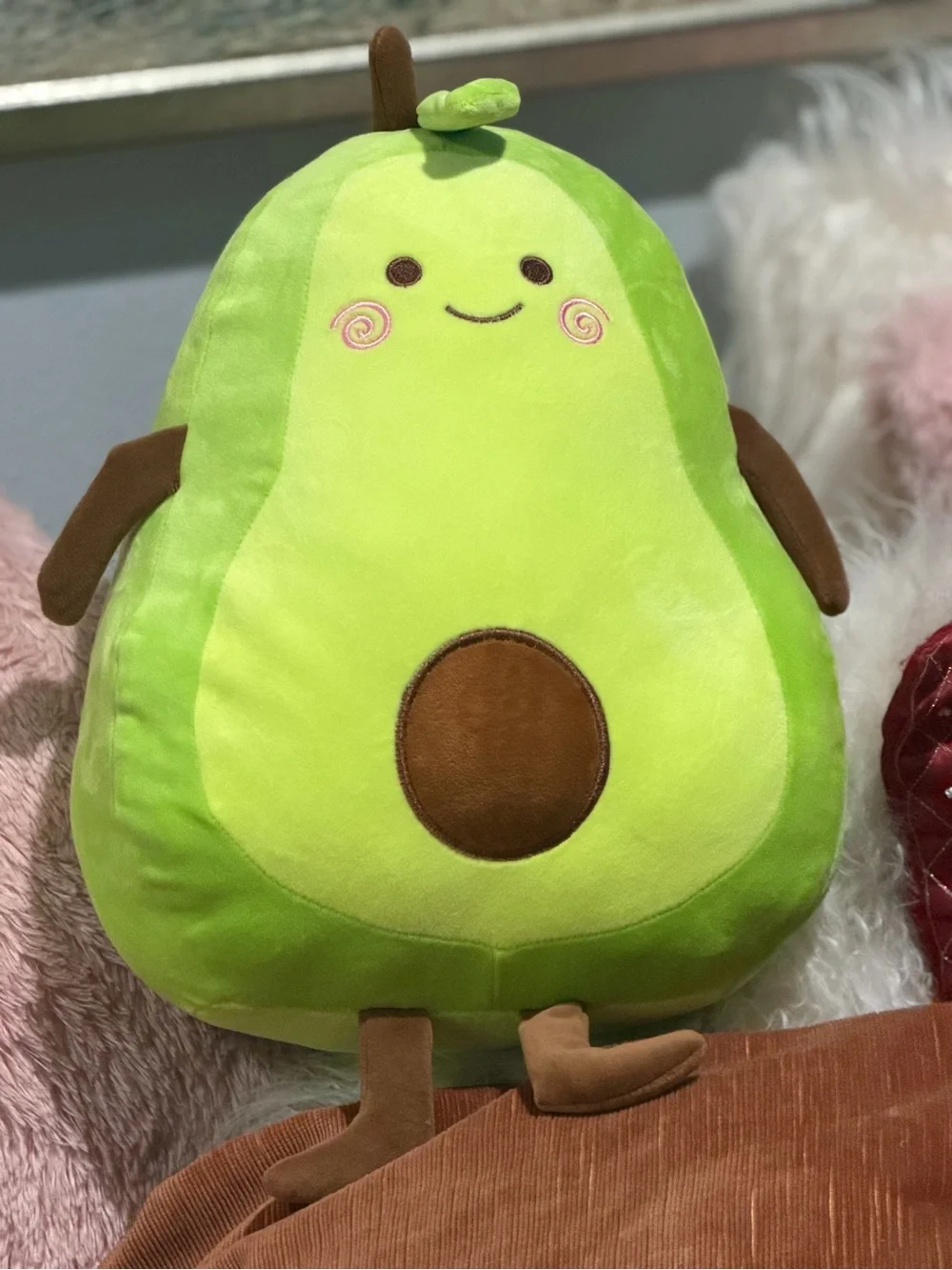 Cute Avocado Plush Pillow - Bright Lime Green